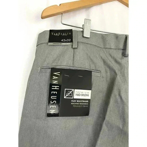 Perry Ellis Straight Dress Pants 42x32 Gray Flat Front NWT Flex Waistband - Picture 4 of 13